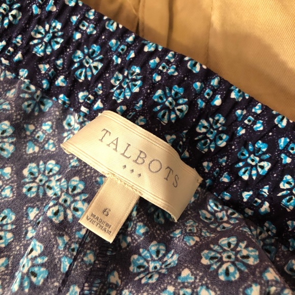 Talbots Blue Elastic Pull On Floral Silky Pants! - Picture 7 of 8